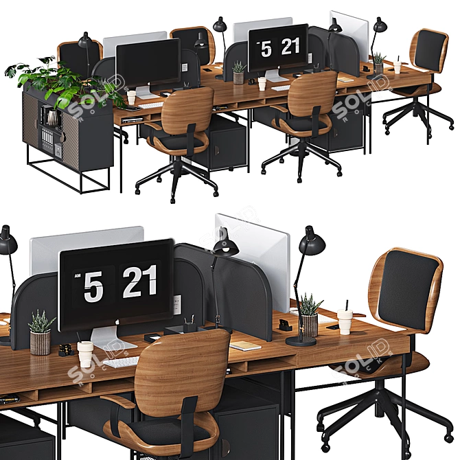 Modern Office Furniture Set 3D model image 1