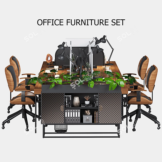 Modern Office Furniture Set 3D model image 2