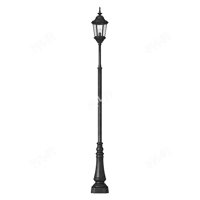 Elegant Wrought Iron Street Lamp 3D model image 1