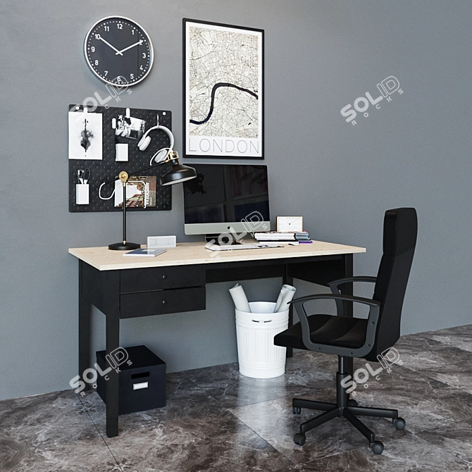 ARKELSTORP Writing Desk, Black - Stylish and Functional Workspace Solution 3D model image 1