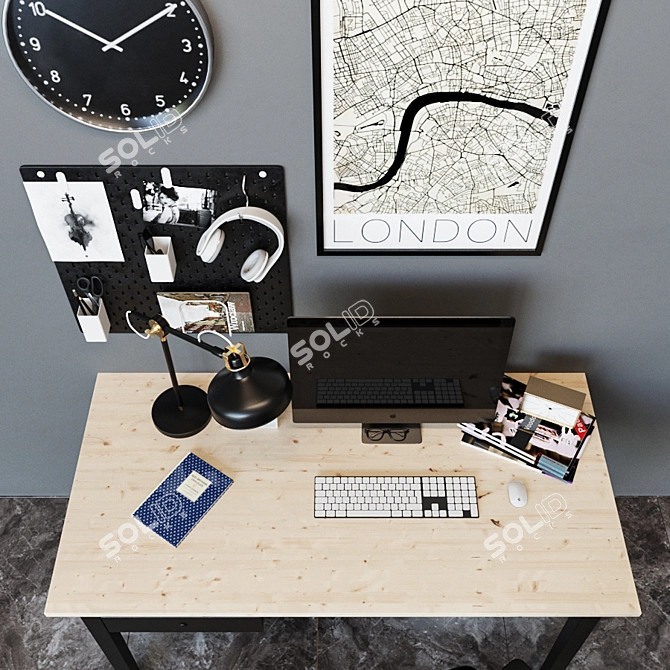 ARKELSTORP Writing Desk, Black - Stylish and Functional Workspace Solution 3D model image 4