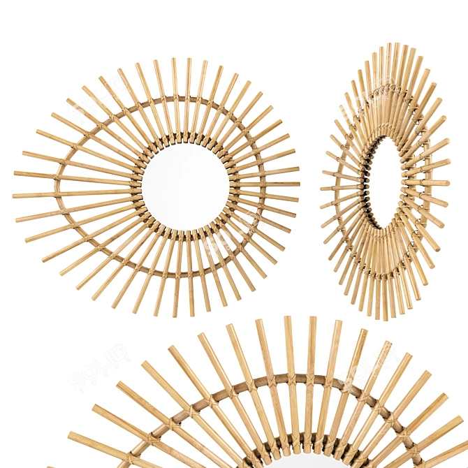 Rattan Mirror Pair: Chic and Practical 3D model image 3