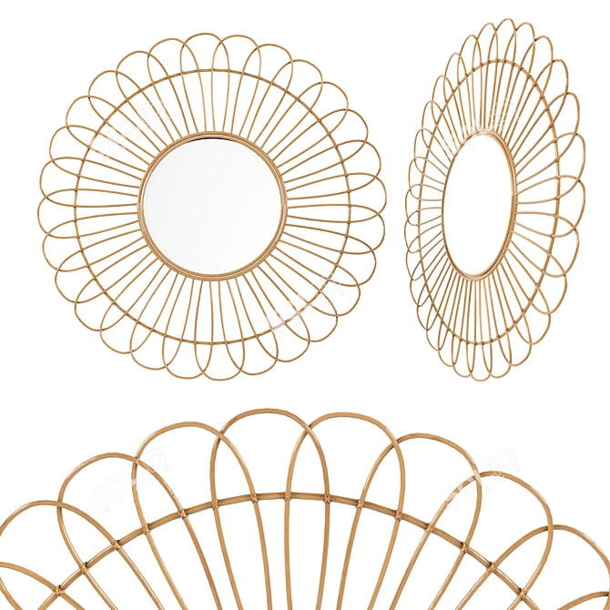 Rattan Mirror Pair: Chic and Practical 3D model image 4