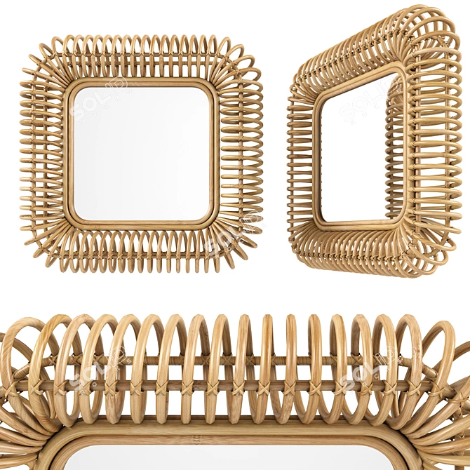 Natural Rattan Mirror Set 3D model image 2