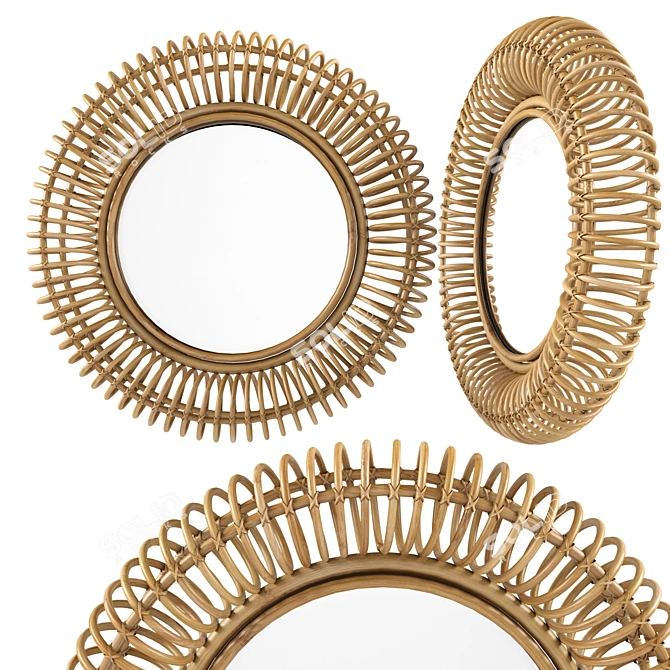 Rattan Mirror Set: Stylish and Functional 3D model image 3