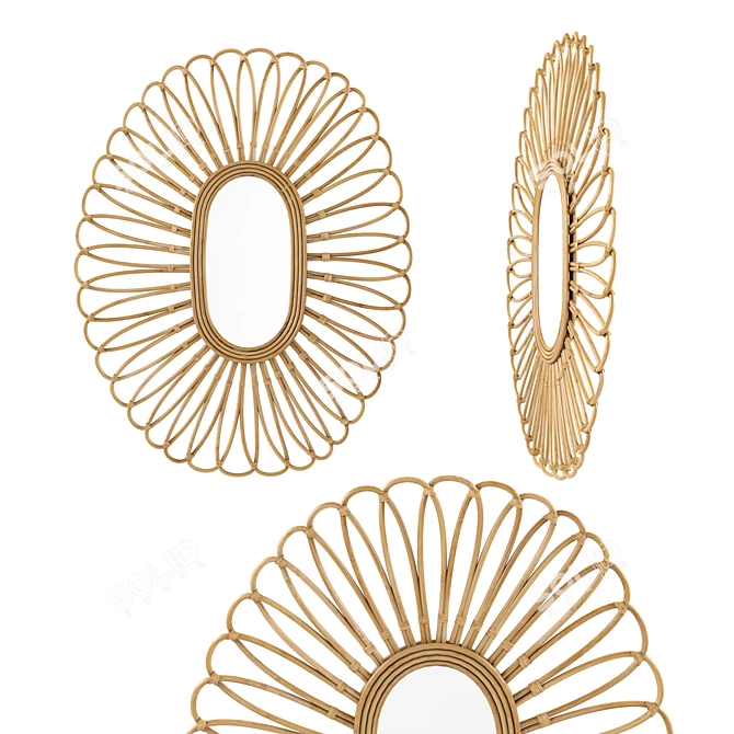 Rattan Mirror Set: Stylish and Functional 3D model image 4