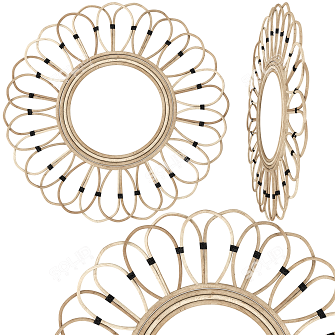 Rattan Mirror Set: Elegant and Versatile 3D model image 3