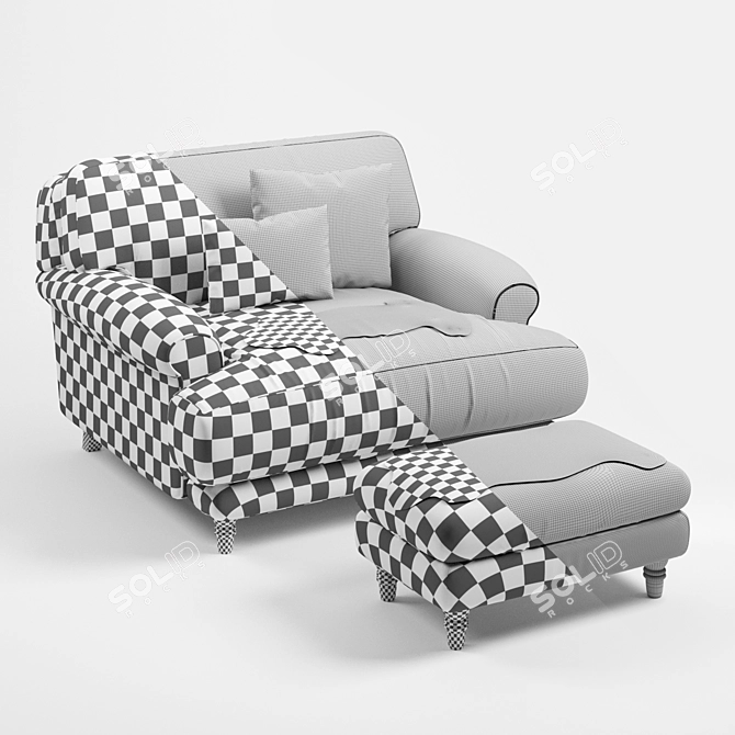 Title: Cozy Slowcoach Armchair Set 3D model image 3