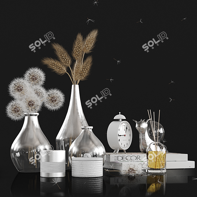 Whimsical Dandelion Decor Set 3D model image 1