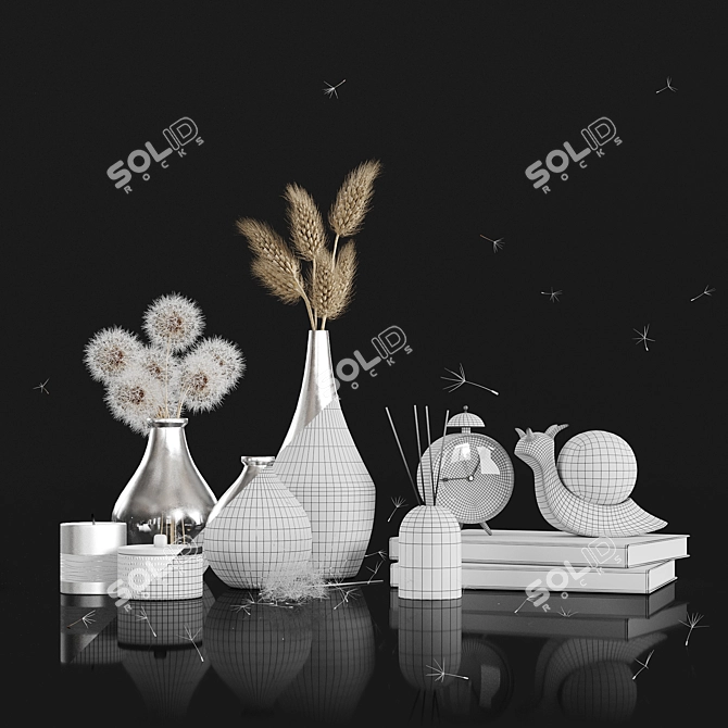 Whimsical Dandelion Decor Set 3D model image 5