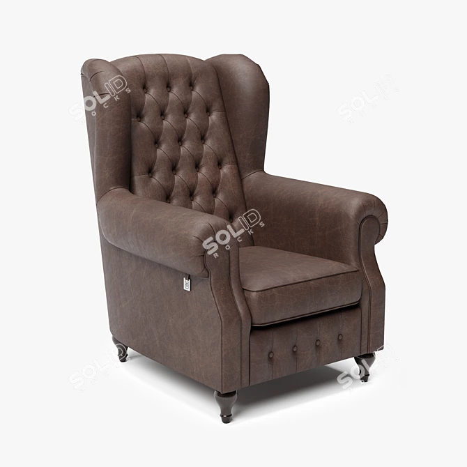 Vintage Leather Sherlock Armchair 3D model image 1