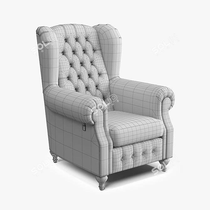 Vintage Leather Sherlock Armchair 3D model image 3
