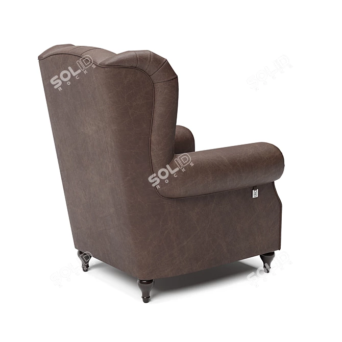 Vintage Leather Sherlock Armchair 3D model image 4
