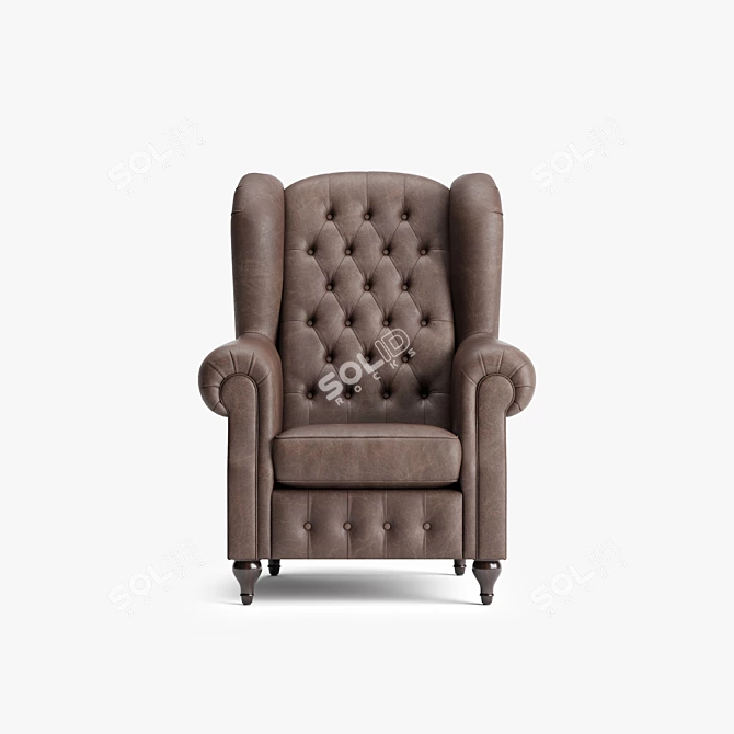 Vintage Leather Sherlock Armchair 3D model image 5