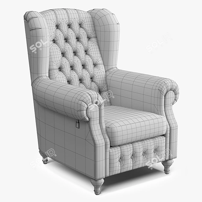 Vintage Leather Sherlock Armchair 3D model image 7