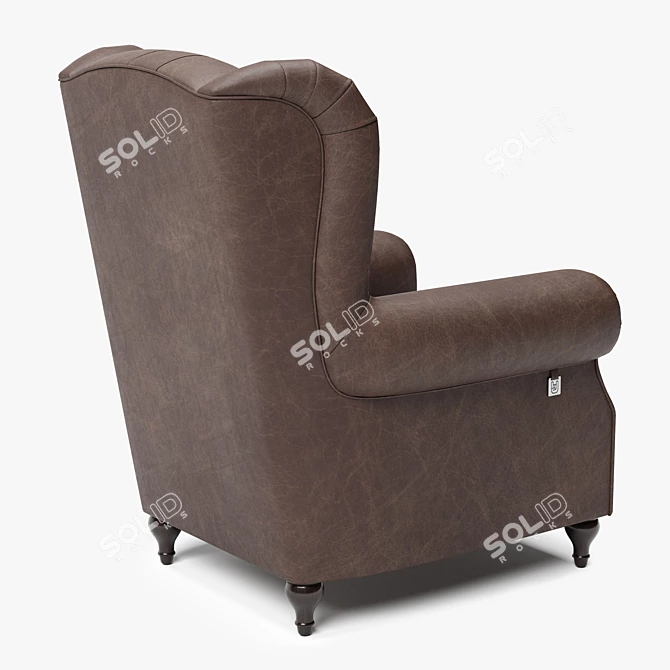 Vintage Leather Sherlock Armchair 3D model image 10