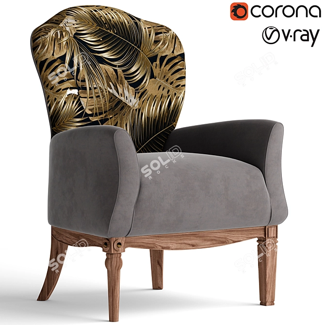 Dafne Armchair: Sophisticated Black Tie 3D model image 1