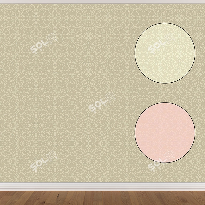 Seamless Wallpaper Set with 3 Colors 3D model image 1