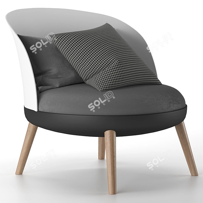 Cherry Accent Chair with Ottoman 3D model image 2