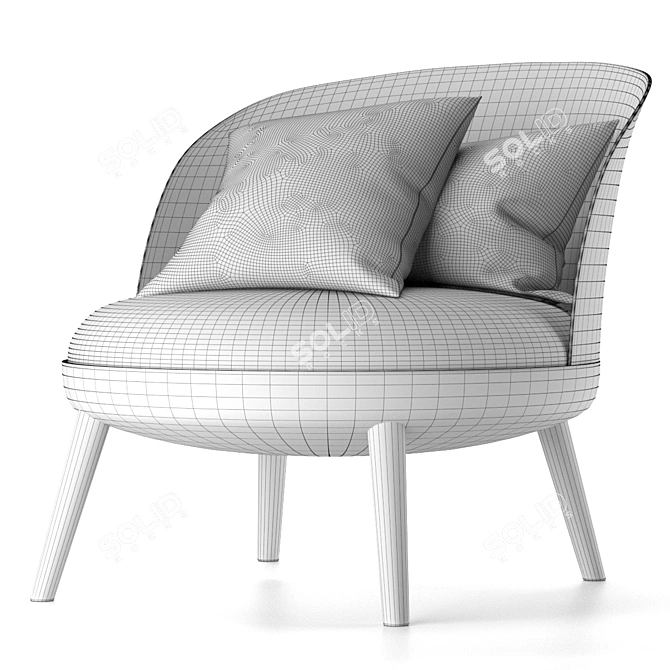 Cherry Accent Chair with Ottoman 3D model image 4