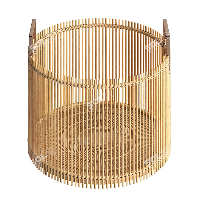 Bamboo Basket: Brass & Natural Elegance 3D model image 2