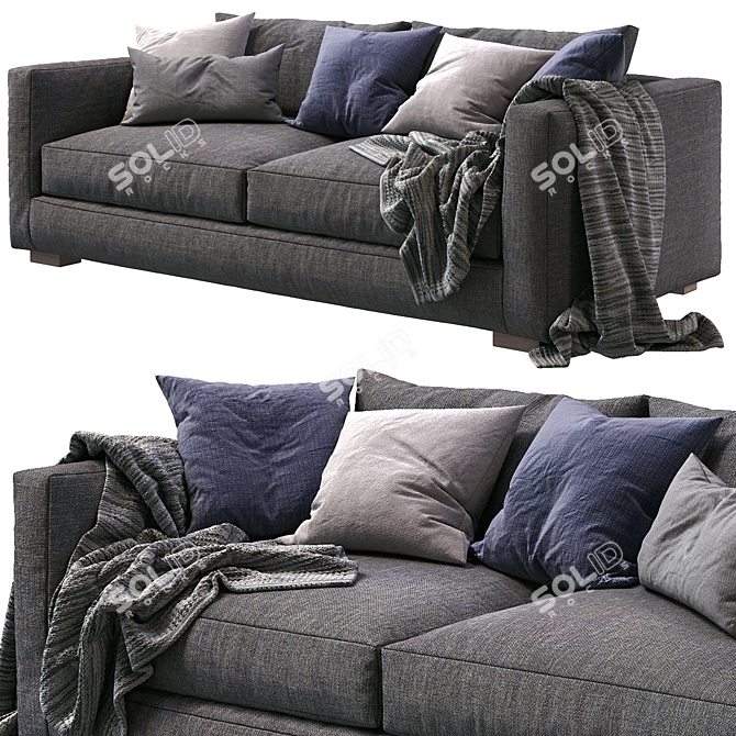 Vittoria Luisa 3-Seater Sofa: Timeless Elegance for Your Living Space 3D model image 4