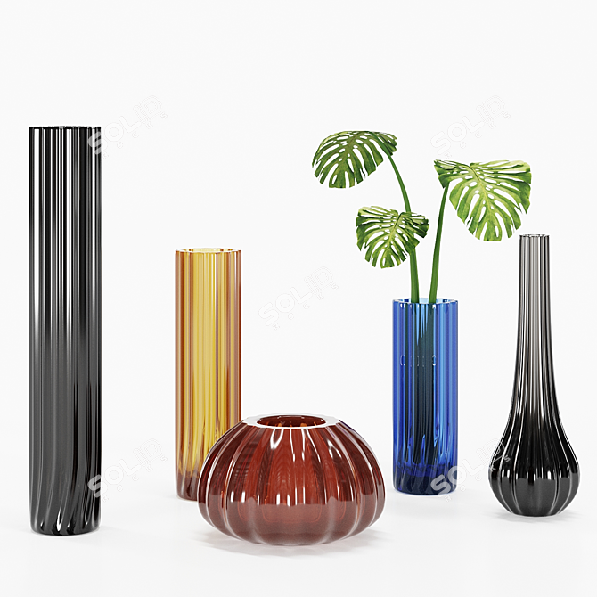 Reflex Murano Glass Vases: Set No4 3D model image 1