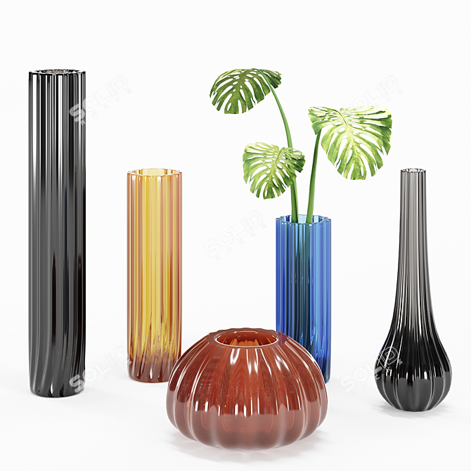 Reflex Murano Glass Vases: Set No4 3D model image 5