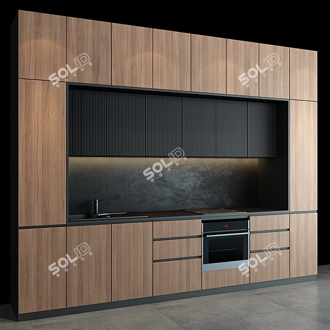 Sleek 45-Piece Modern Kitchen Set 3D model image 2