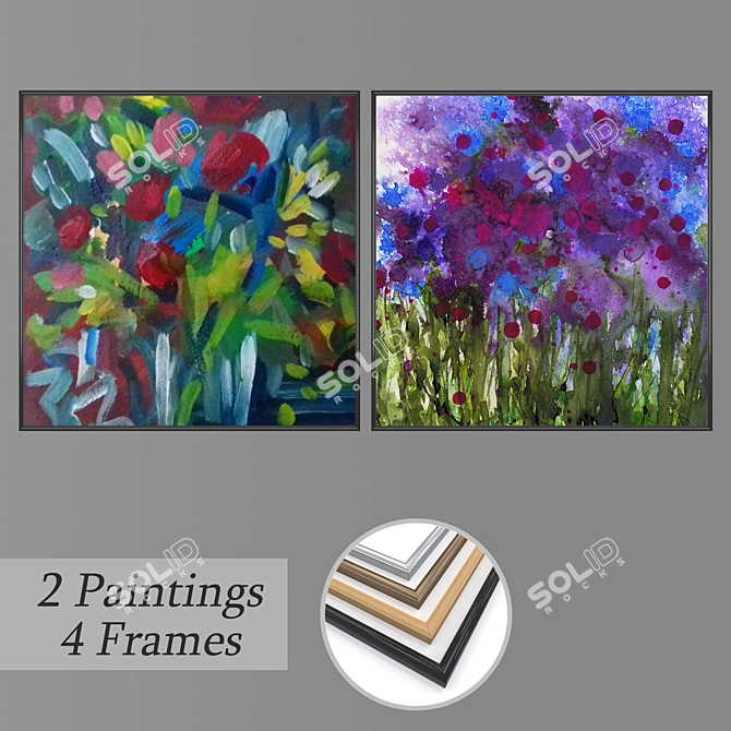 Elegant Wall Art Set with Multiple Frames 3D model image 1