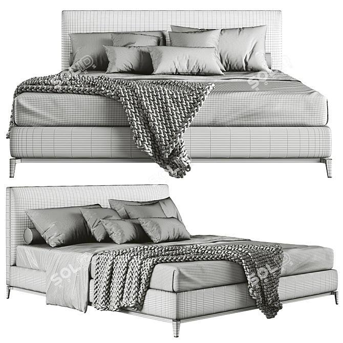 Andersen Bed: Modern Design, High-Quality Materials 3D model image 2