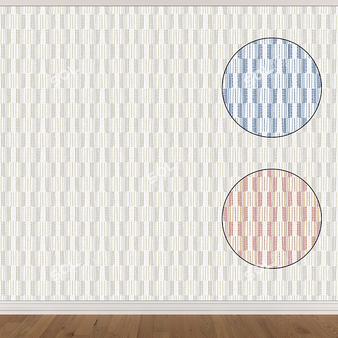 Seamless Wallpaper Set: 3 Colors | Multiple Formats 3D model image 1