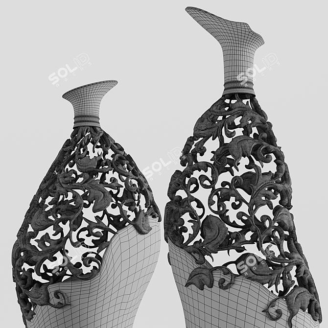 Luxury Glass Brass Vase 3D model image 5