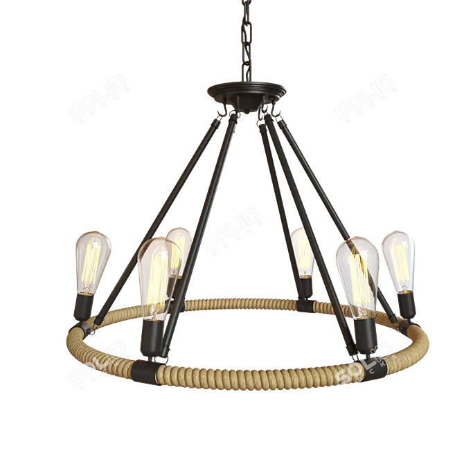 Vintage Rope Pendant Light - LOFT1861/6 3D model image 2