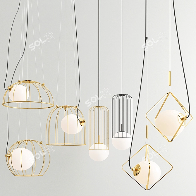 Modern Hanging Lamps: Hunt, Eminent, & Adamas 3D model image 1