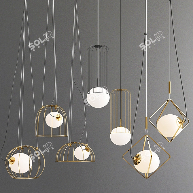 Modern Hanging Lamps: Hunt, Eminent, & Adamas 3D model image 2