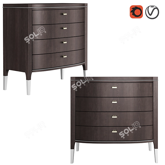 Grand 4-Drawer Home Chest: Elegant and Functional 3D model image 1