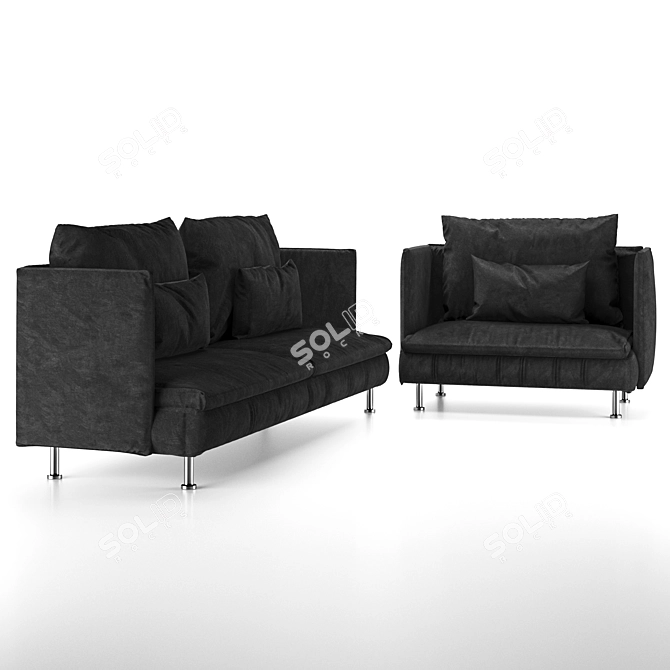 Cozy and Stylish Living Room Set 3D model image 1