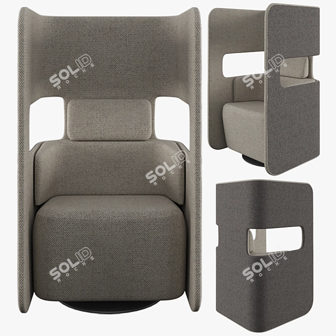 Compact Office Seat: W-700xD-650xH-1260 3D model image 2