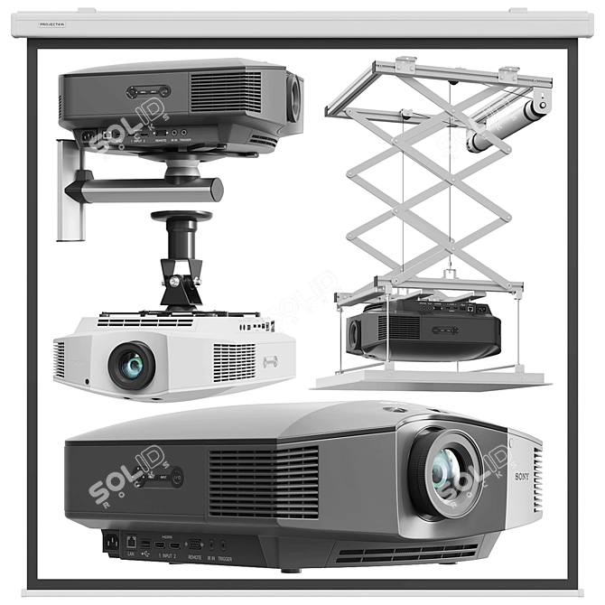 Sony VPL HW65 Projector: Superior Image Quality 3D model image 1