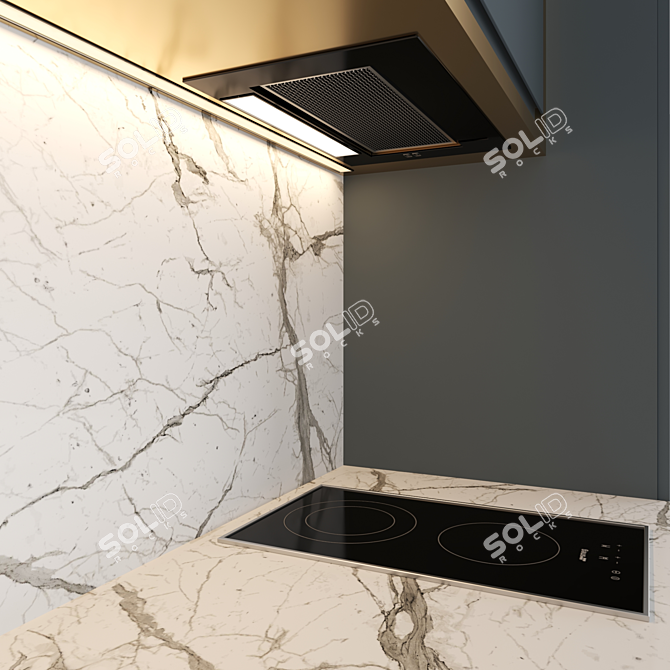 Modern Compact Kitchen: Versatile Design, High-Quality Textures 3D model image 2