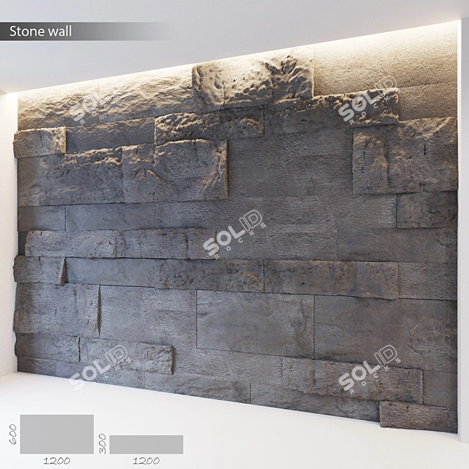 Stylish Stone Wall Tile Collection 3D model image 1