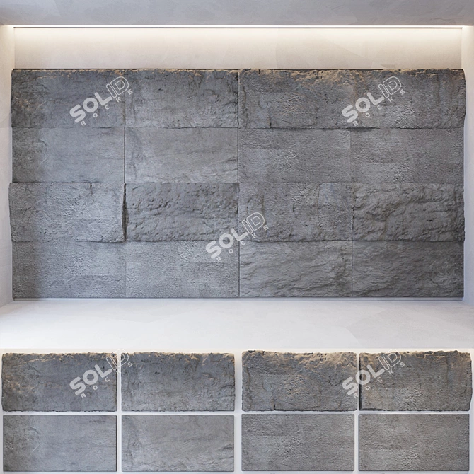 Stylish Stone Wall Tile Collection 3D model image 3