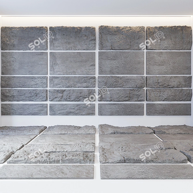 Stylish Stone Wall Tile Collection 3D model image 4