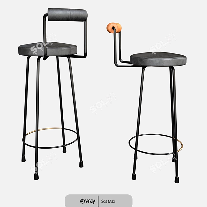 Modern Bar Chair Set - Versatile Design 3D model image 2