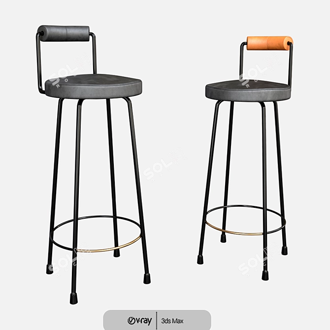 Modern Bar Chair Set - Versatile Design 3D model image 3