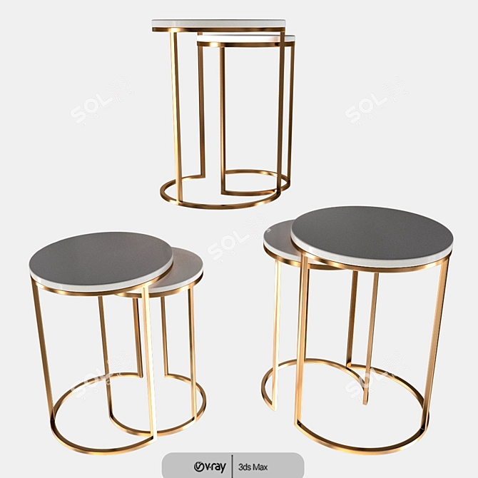 Sleek Round Nesting Side Tables 3D model image 1