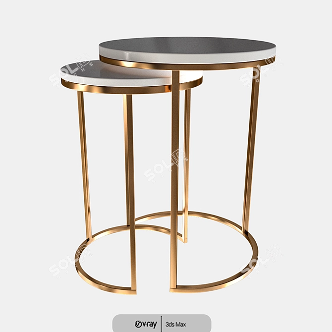 Sleek Round Nesting Side Tables 3D model image 3