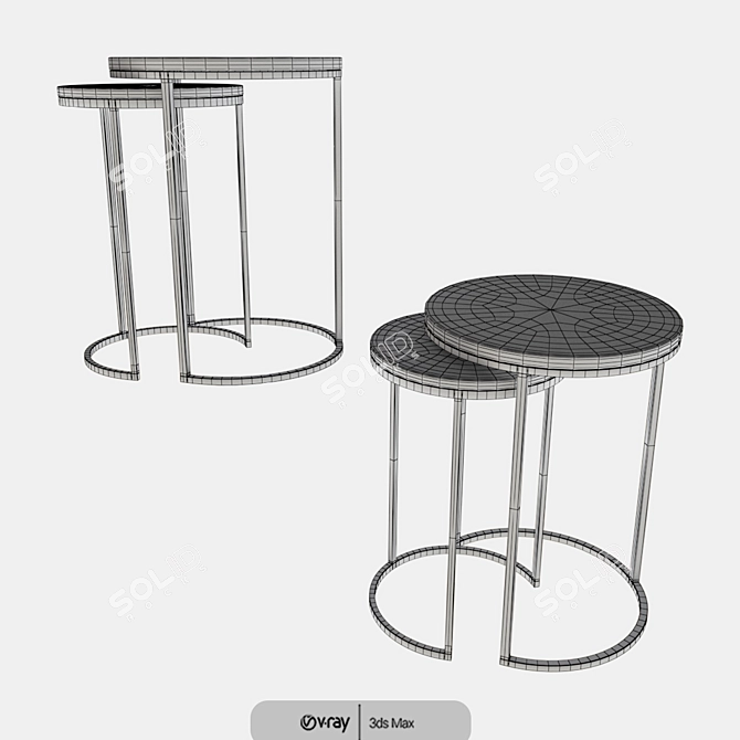 Sleek Round Nesting Side Tables 3D model image 4