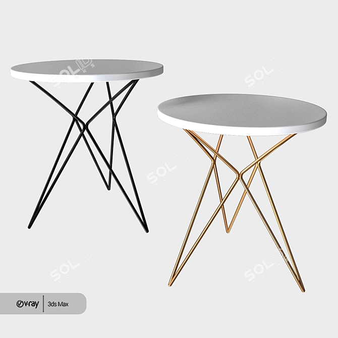 Elegant Adeline Bone Inlay Table 3D model image 1